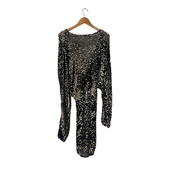 Retrofete Black and Silver Sequin Mini Dress - Picture 7 of 9